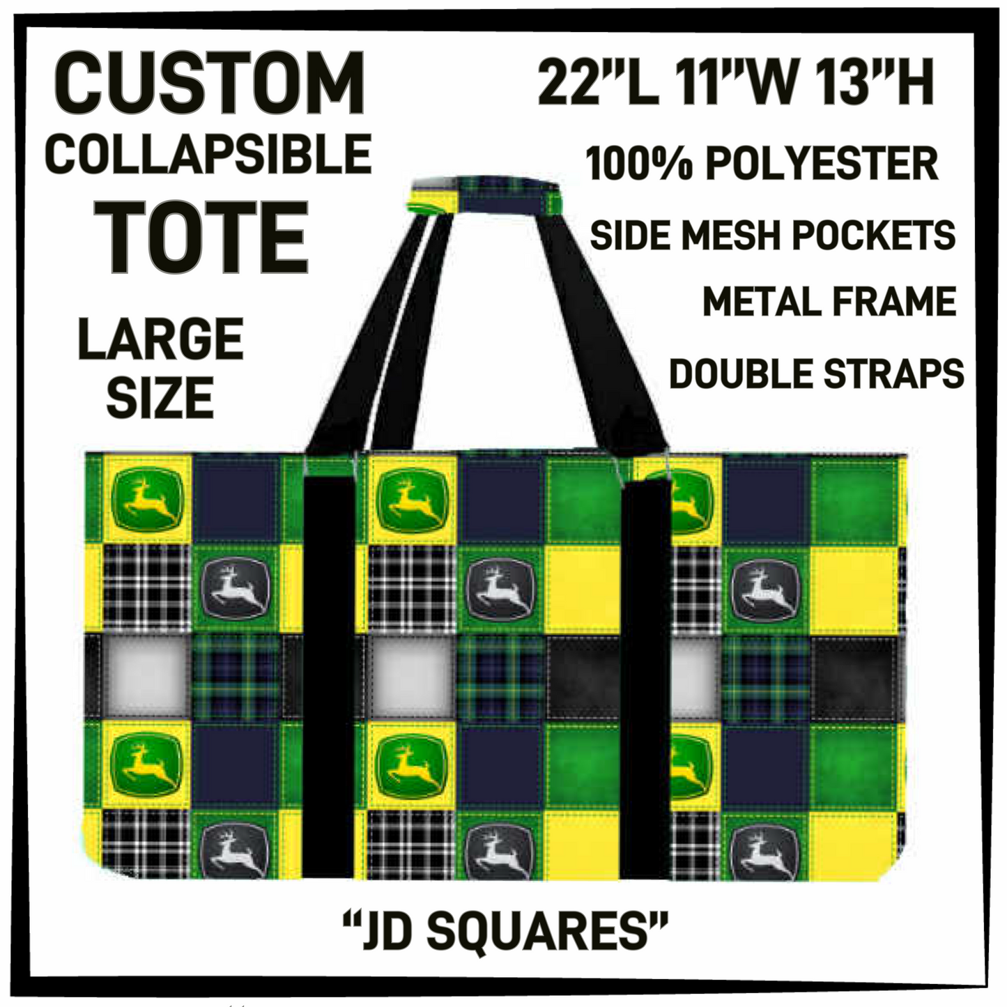 CT16 - JD Squares Collapsible Tote - Preorder Closing 1/13 ETA: Mid March