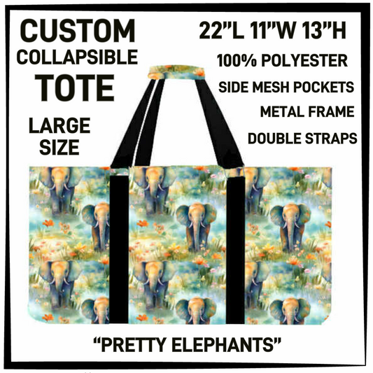 CT16 - Pretty Elephants Collapsible Tote - Preorder Closing 1/13 ETA: Mid March