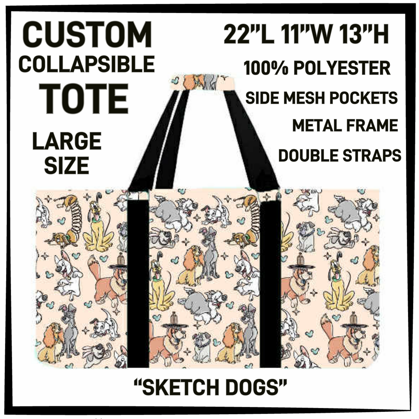 CT16 - Sketch Dogs Collapsible Tote - Preorder Closing 1/13 ETA: Mid March