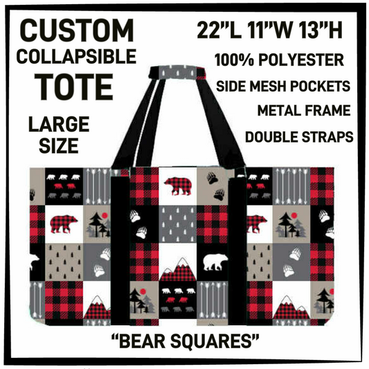 CT16 - Bear Squares Collapsible Tote - Preorder Closing 1/13 ETA: Mid March