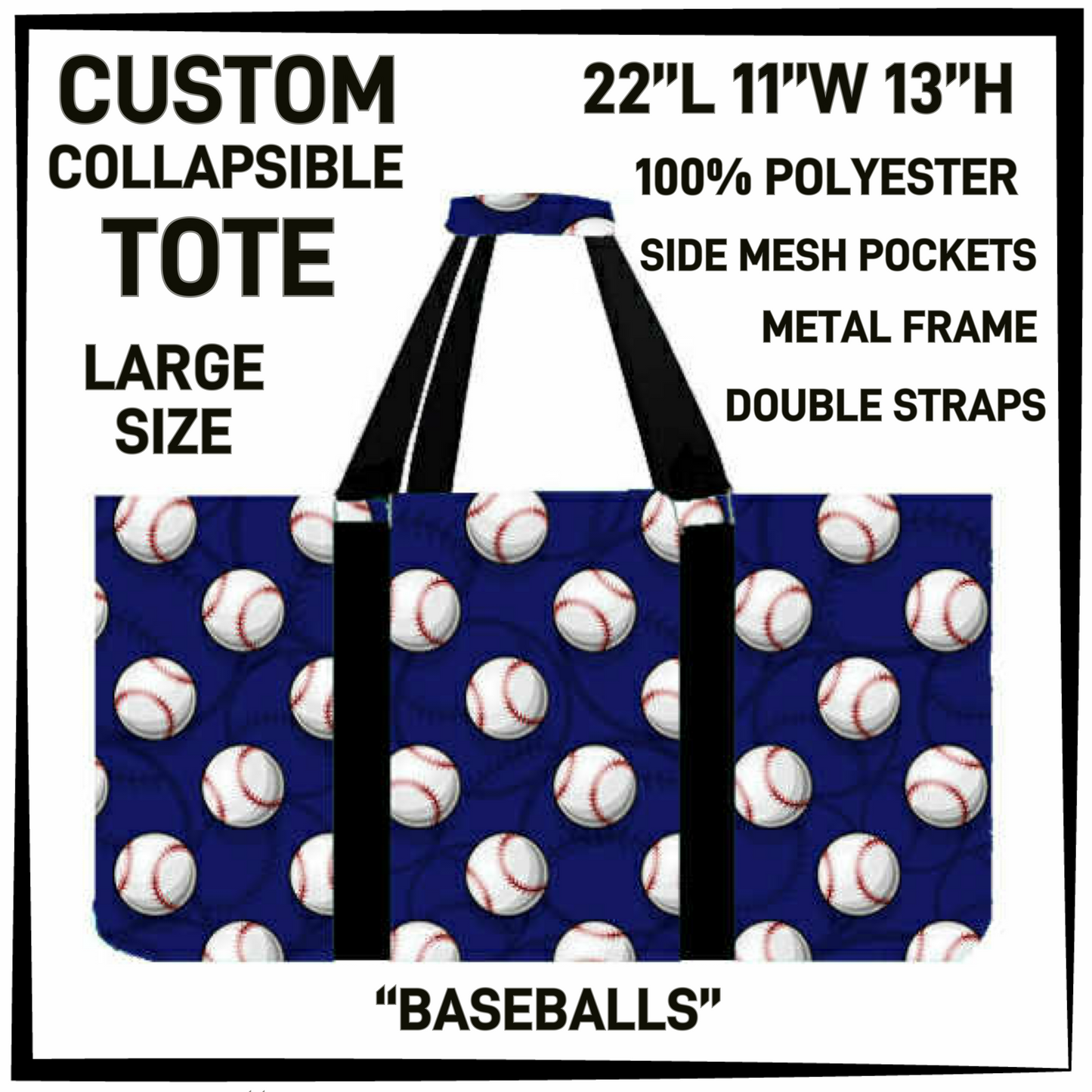 CT16 - Baseballs Collapsible Tote - Preorder Closing 1/13 ETA: Mid March