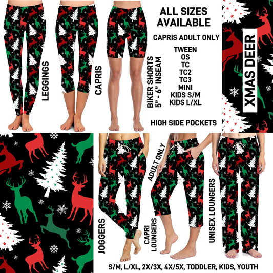 264BT - Xmas Deer Unisex Full Joggers/Full/Capri Loungers - Preorder ETA: Early Nov