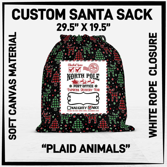 S3SK - Plaid Animals Santa Sack - Preorder ETA: Early Nov