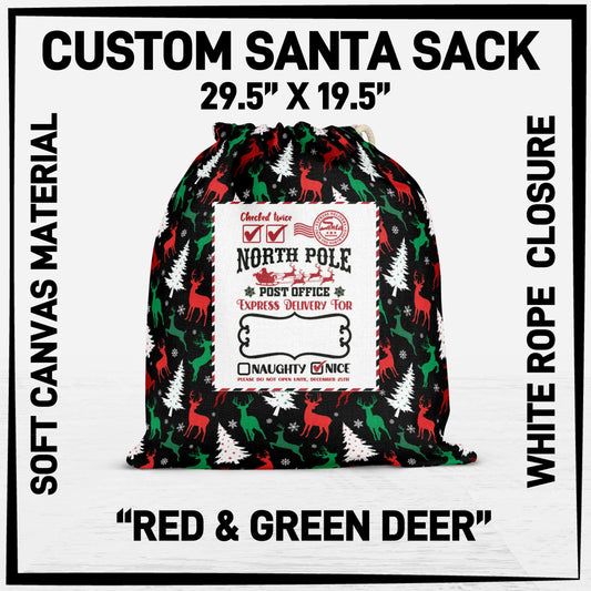 S3SK - Red & Green Deer Santa Sack - Preorder ETA: Early Nov