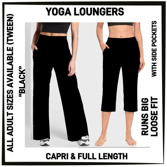 YG7L - Black Full/Capri Yoga Loungers with Pockets - Preorder ETA: Early Nov