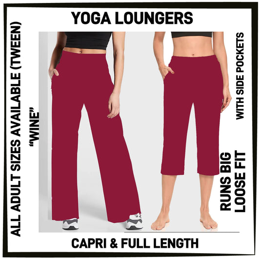 YG7L - Wine Full/Capri Yoga Loungers with Pockets - Preorder ETA: Early Nov
