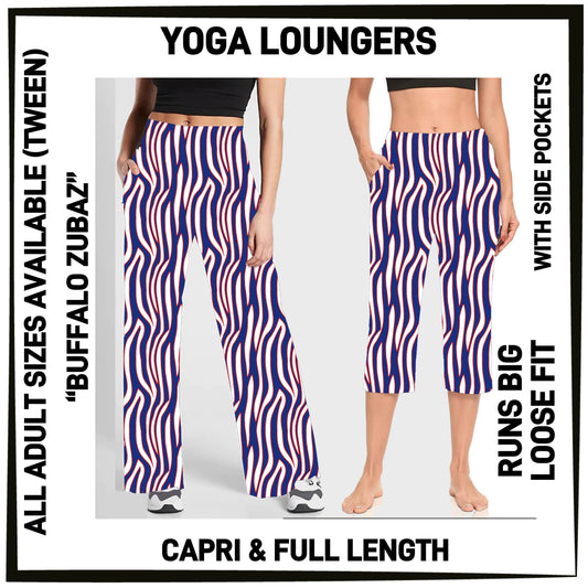 YG7L - Buffalo Zubaz Full/Capri Yoga Loungers with Pockets - Preorder ETA: Early Nov