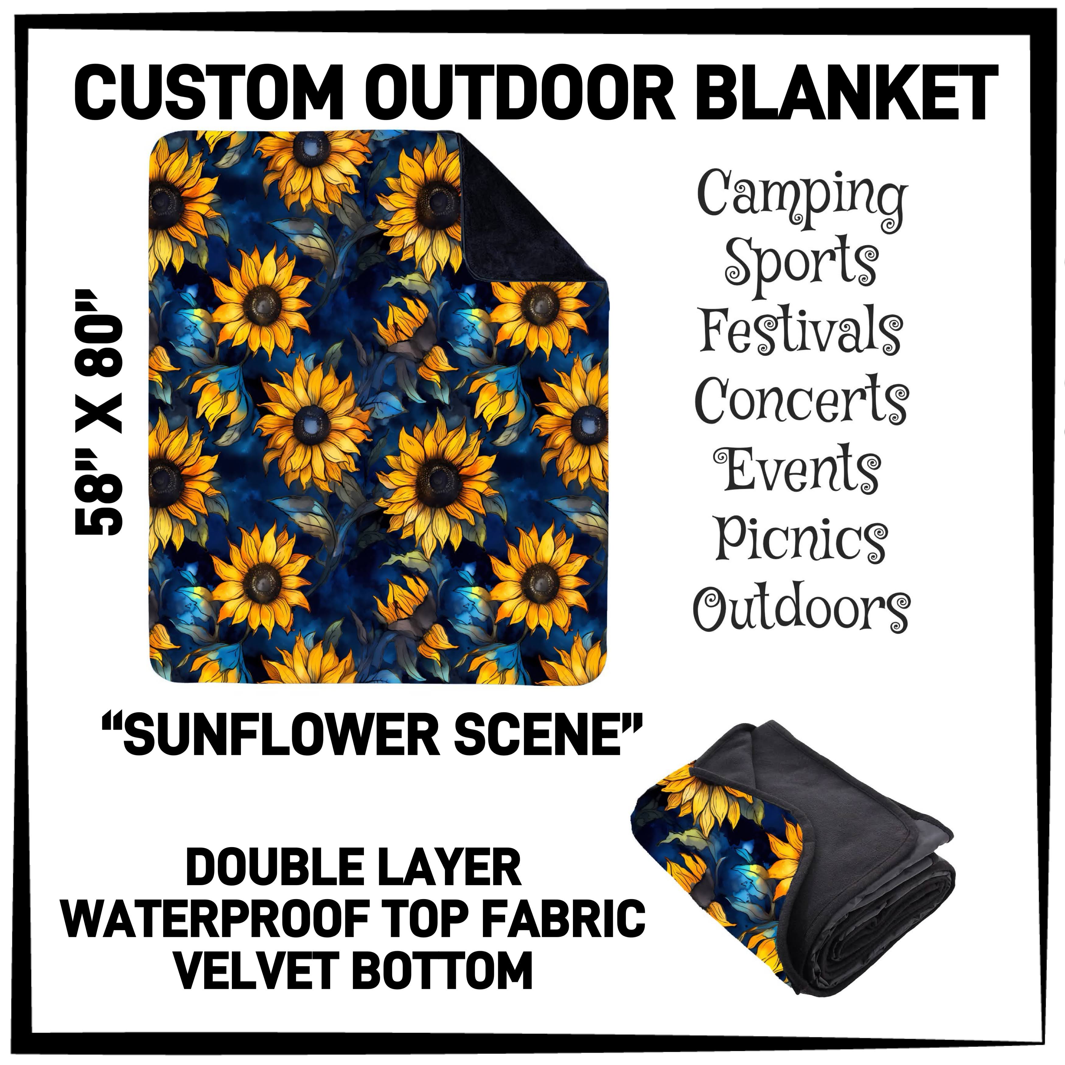 OU1B - Sunflower Scene Outdoor Blanket - Preorder ETA: Late Feb