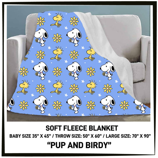 RTS - Pup and Birdy Fleece Blanket