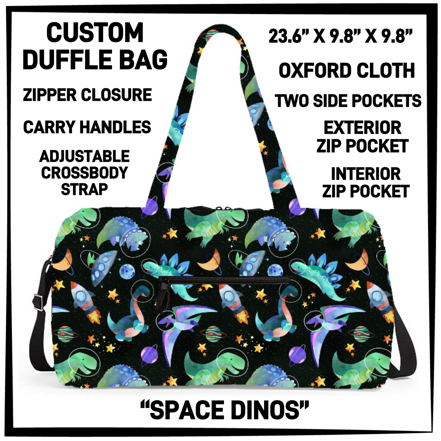 DF2B - Space Dinos Duffel Bag - Preorder Closing 6/25 ETA: Late Aug