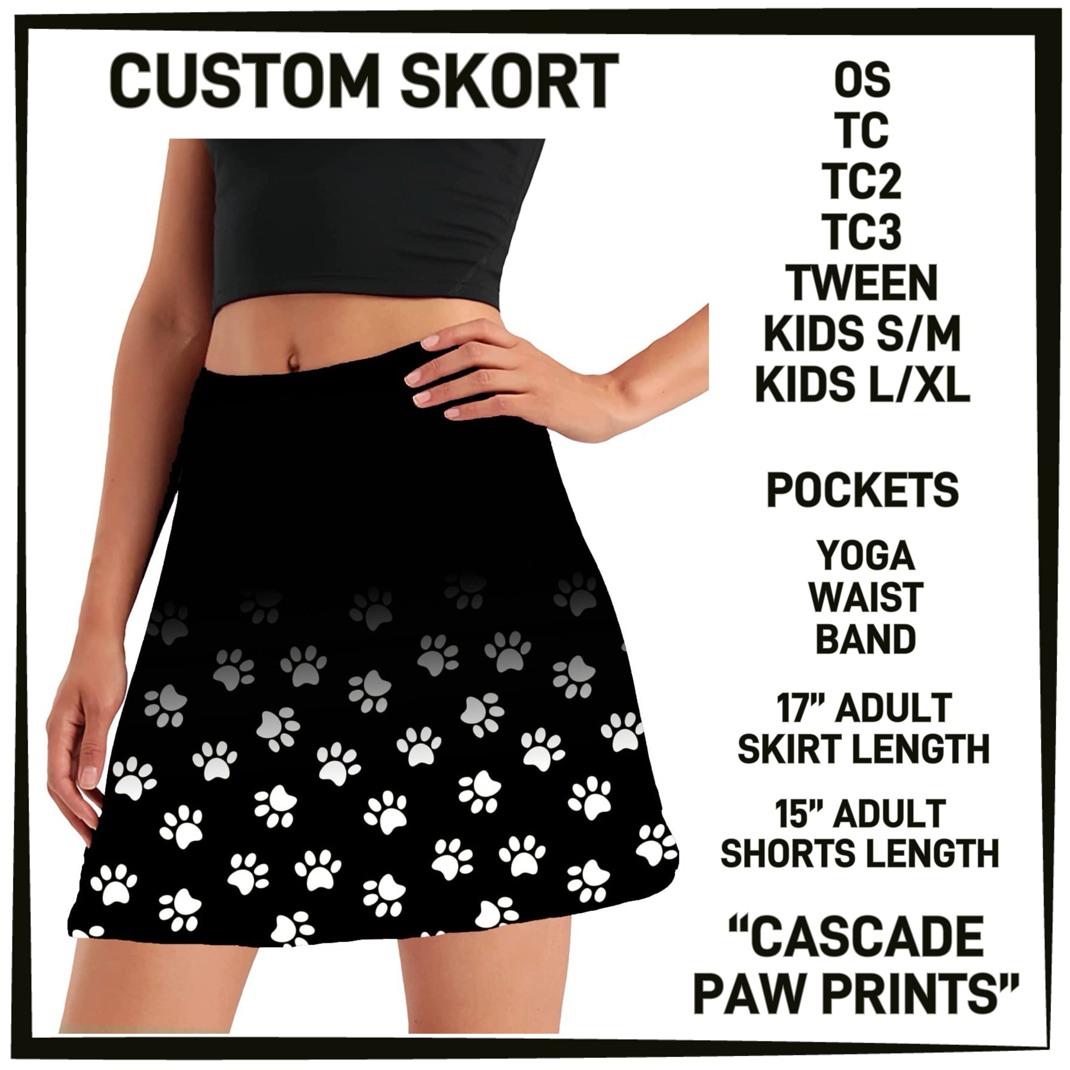 S3RK - Cascade Paw Prints Skort with Pockets - Preorder ETA: Mid-March