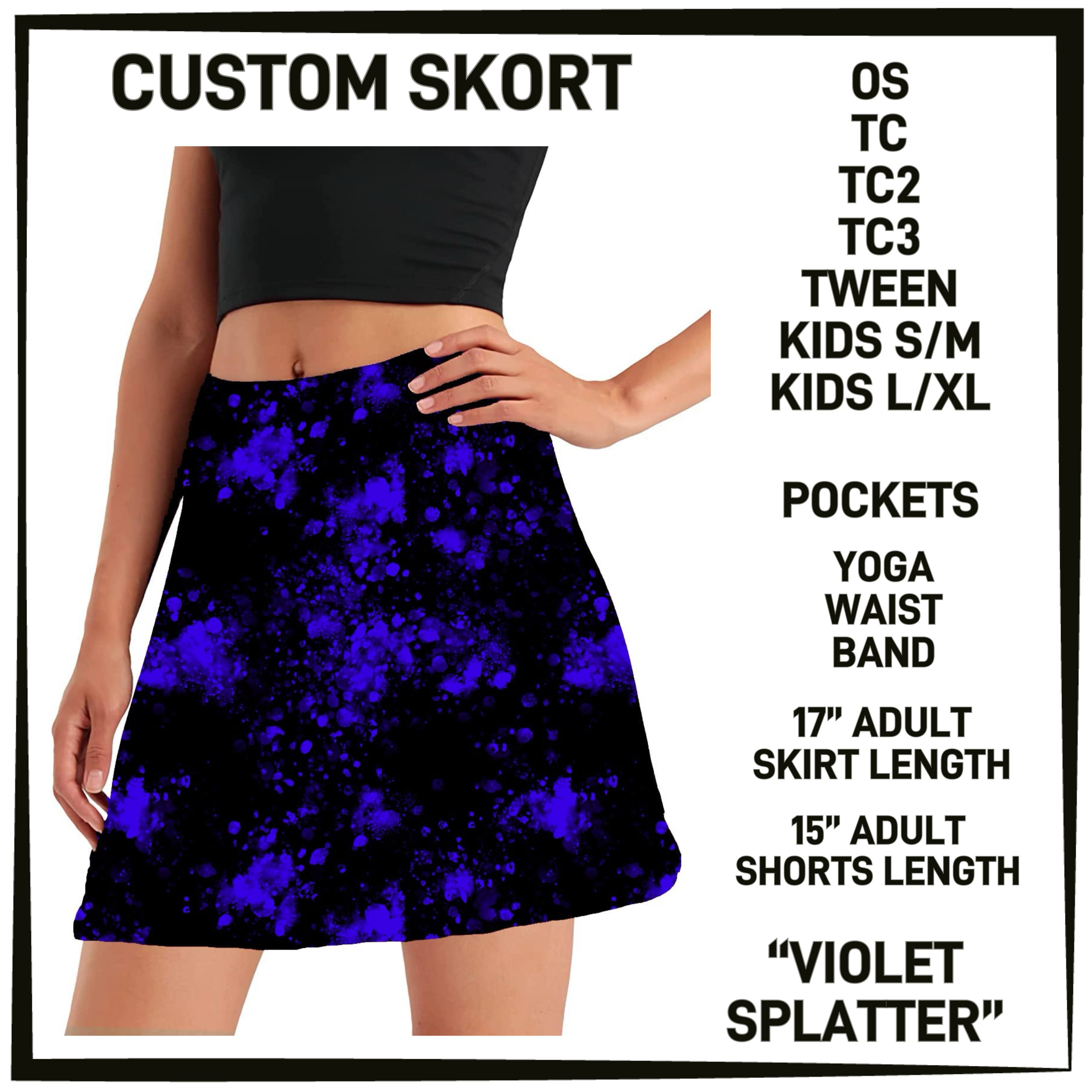 S3RK - Violet Splatter Skort with Pockets - Preorder ETA: Mid-March