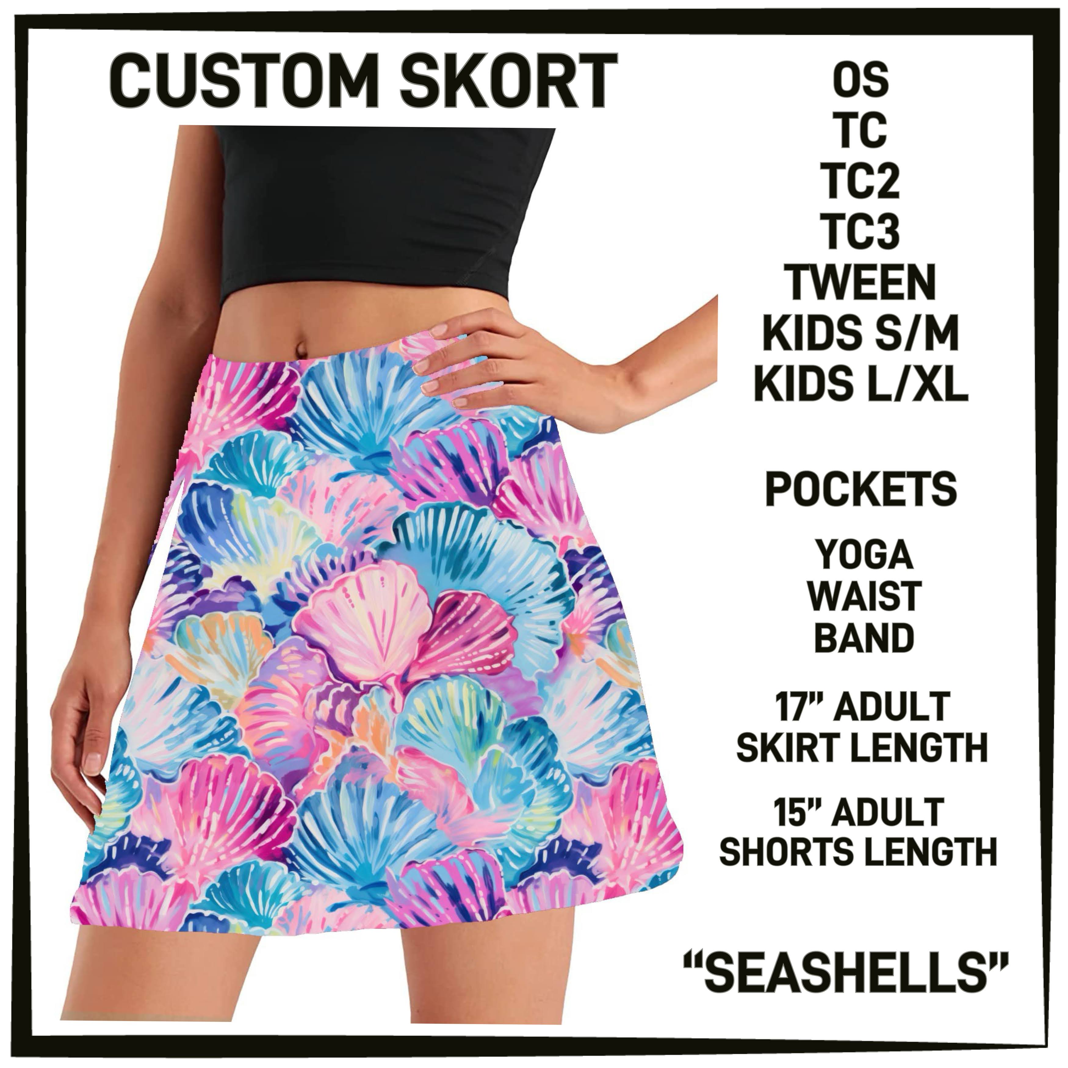 S3RK - Seashells Skort with Pockets - Preorder ETA: Mid-March