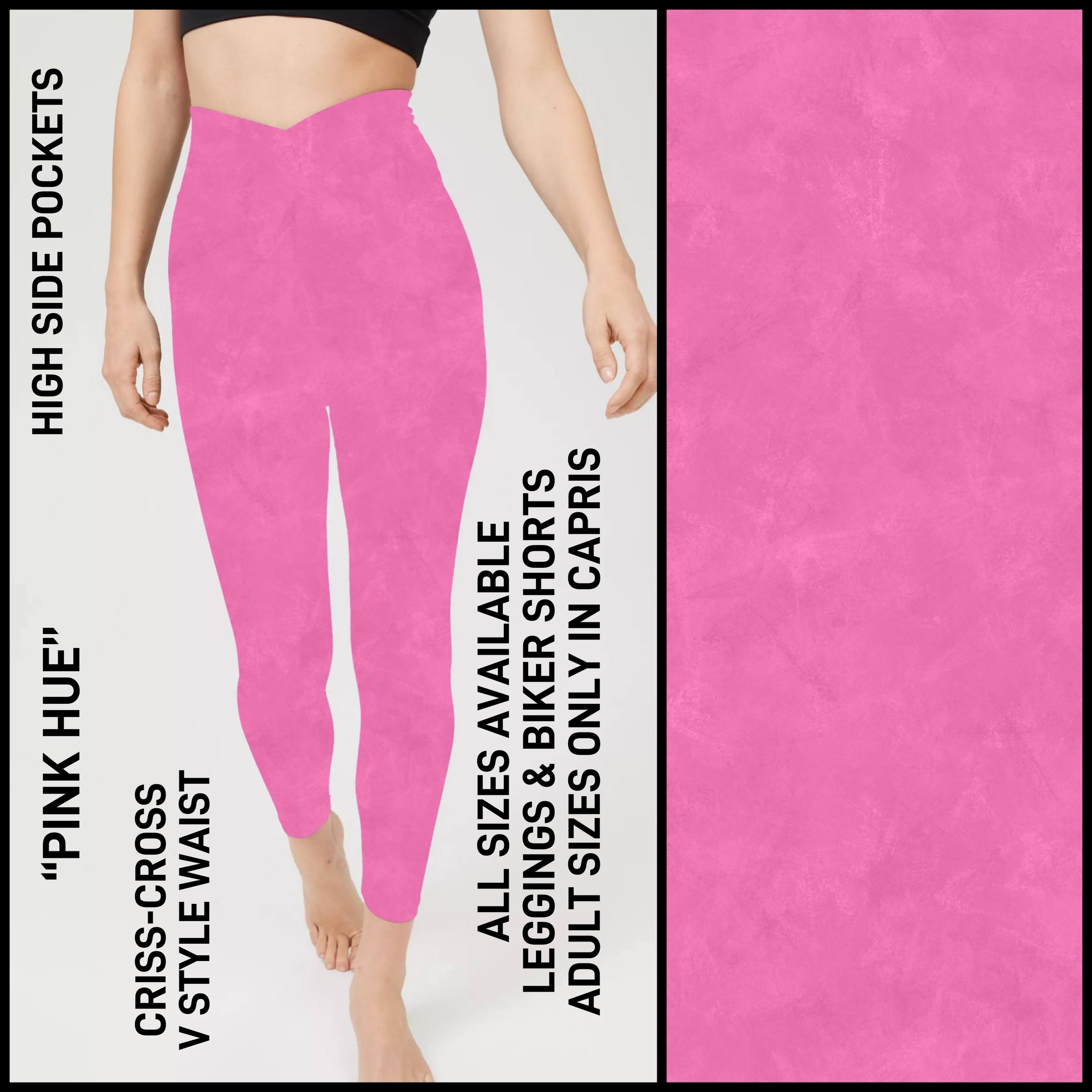 CV1P - Pink Hue Criss Cross V-Waist Biker/Capris/Leggings with High Side Pockets - Preorder ETA: Late March