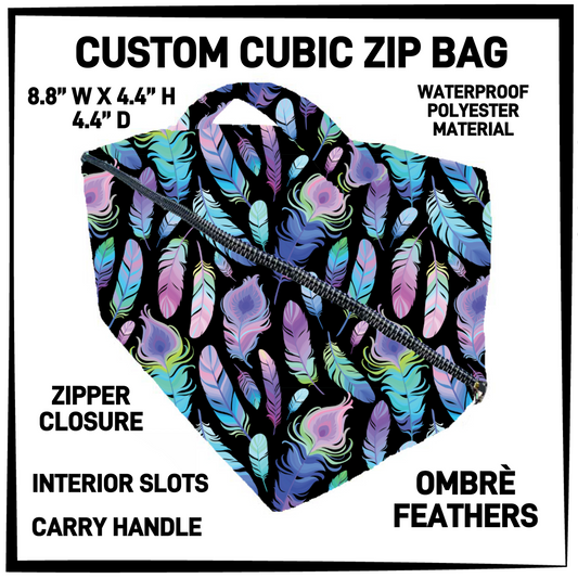 CZ1B - Ombrè Feathers Cubic Zip Bag - Preorder Closing 7/8 ETA: Early Sept