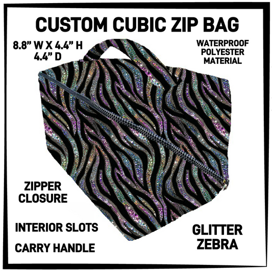 CZ1B - Glitter Zebra Cubic Zip Bag - Preorder Closing 7/8 ETA: Early Sept