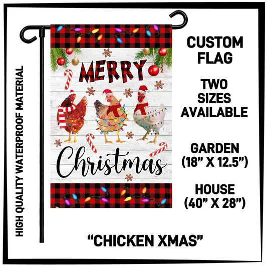 GH2F - Chicken Xmas Garden/House Flag - Preorder ETA: Early Dec