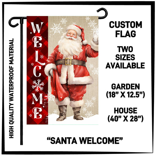GH2F - Santa Welcome Garden/House Flag - Preorder ETA: Early Dec