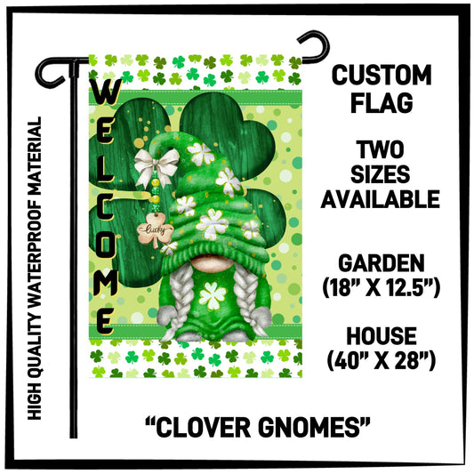 GH2F - Clover Gnomes Garden/House Flag - Preorder ETA: Early Dec