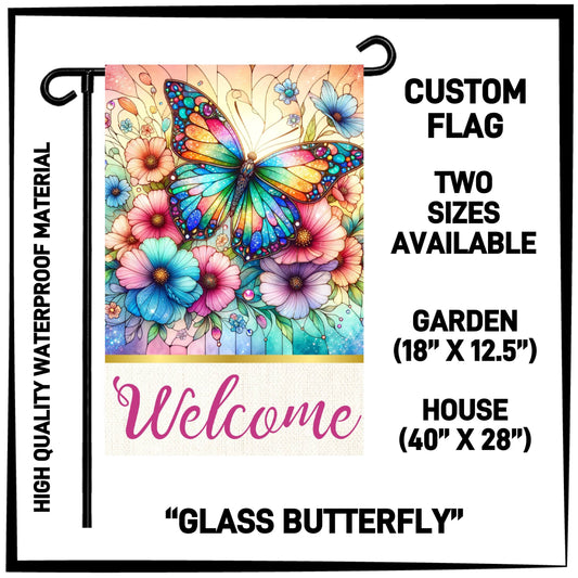 GH2F - Glass Butterfly Garden/House Flag - Preorder ETA: Early Dec