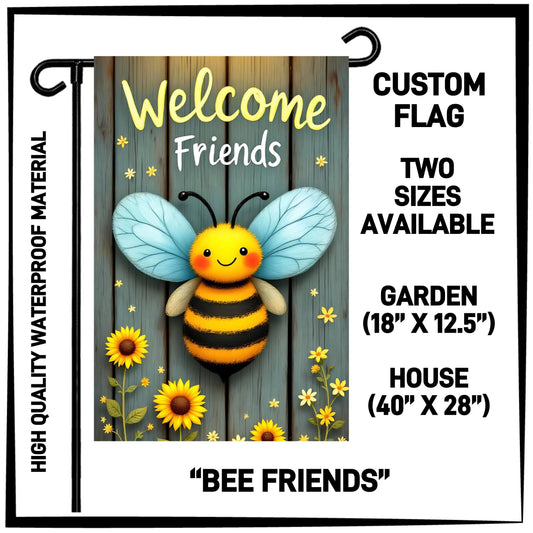 GH2F - Bee Friends Garden/House Flag - Preorder ETA: Early Dec
