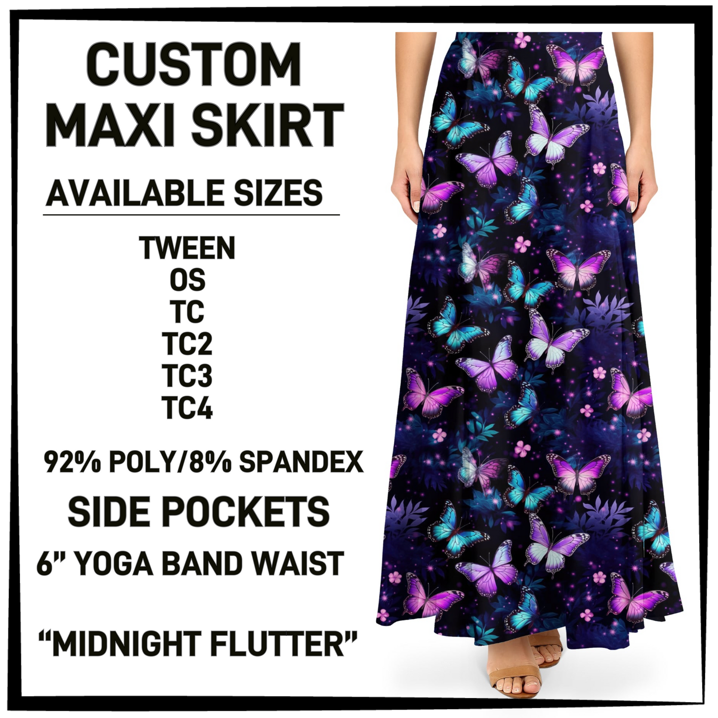 MX3K - Midnight Flutter Maxi Skirt with Pockets - Preorder Closing 2/24 ETA: Late April