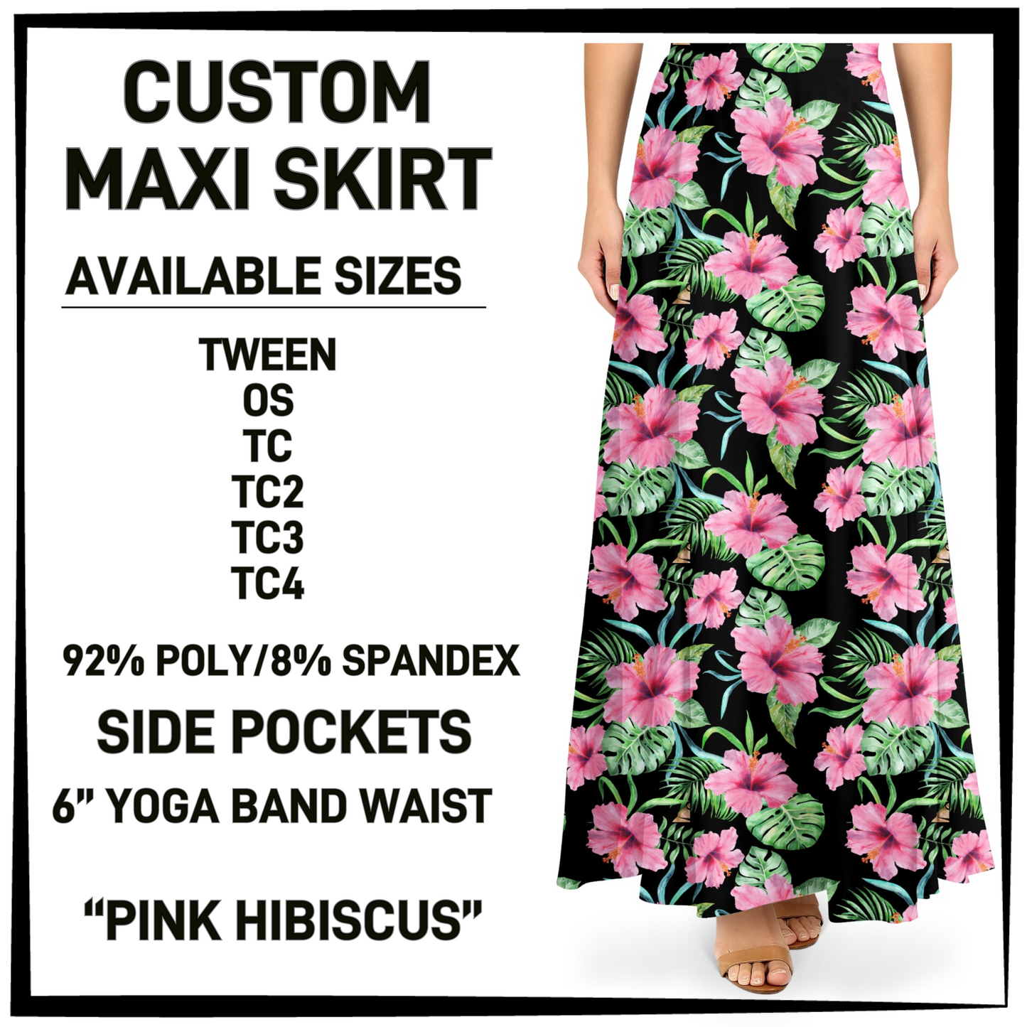 MX3K - Pink Hibiscus Maxi Skirt with Pockets - Preorder Closing 2/24 ETA: Late April