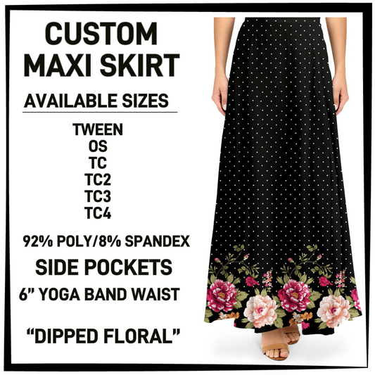MX3K - Dipped Floral Maxi Skirt with Pockets - Preorder Closing 2/24 ETA: Late April