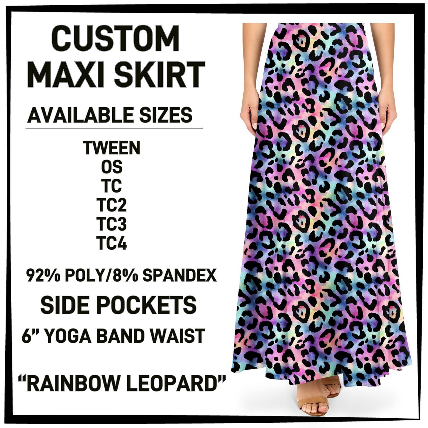 MX3K - Rainbow Leopard Maxi Skirt with Pockets - Preorder Closing 2/24 ETA: Late April