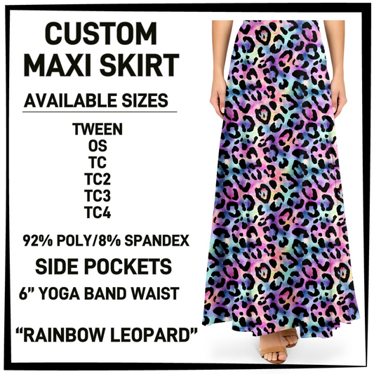 MX3K - Rainbow Leopard Maxi Skirt with Pockets - Preorder Closing 2/24 ETA: Late April