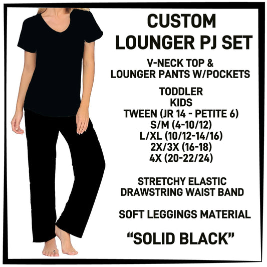 LN3S - Solid Black PJ Lounger Set - Preorder ETA: Early Dec