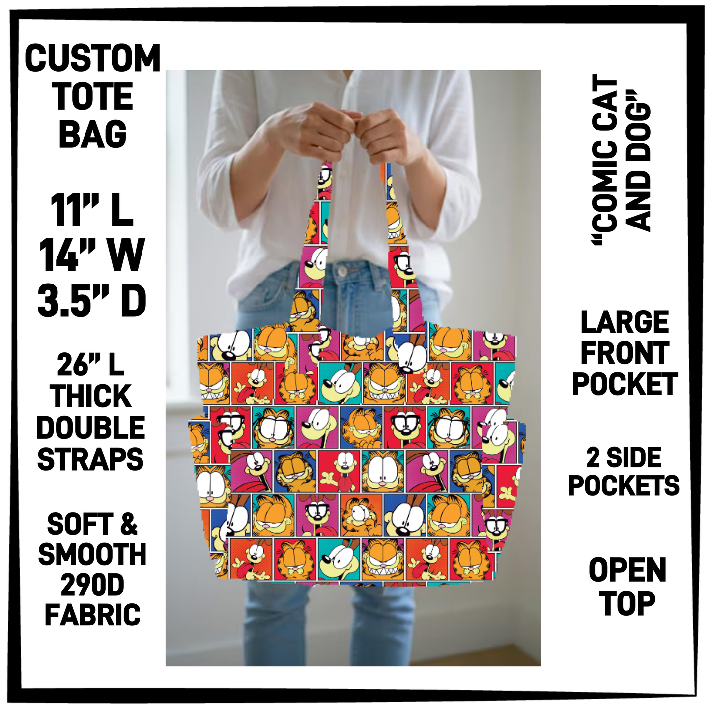 N2TB - Comic Cat and Dog Custom Tote Bag - Preorder Closing 7/22 ETA: Late Sept