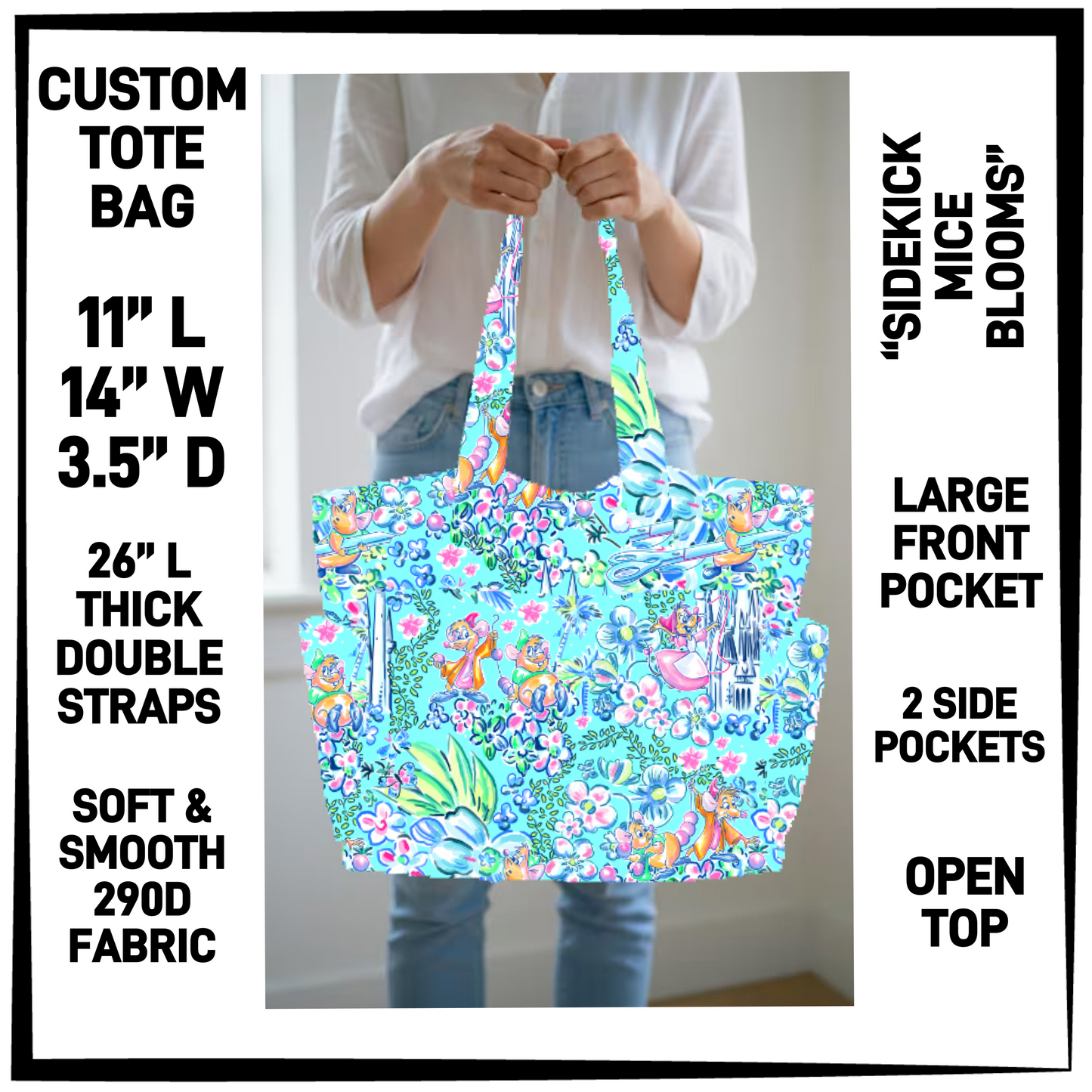 N2TB - Sidekick Mice Blooms Custom Tote Bag - Preorder Closing 7/22 ETA: Late Sept