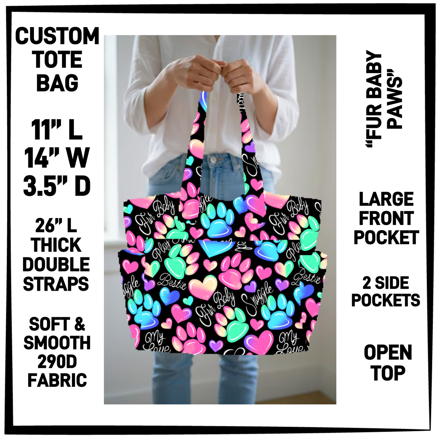 N2TB - Fur Baby Paws Custom Tote Bag - Preorder Closing 7/22 ETA: Late Sept