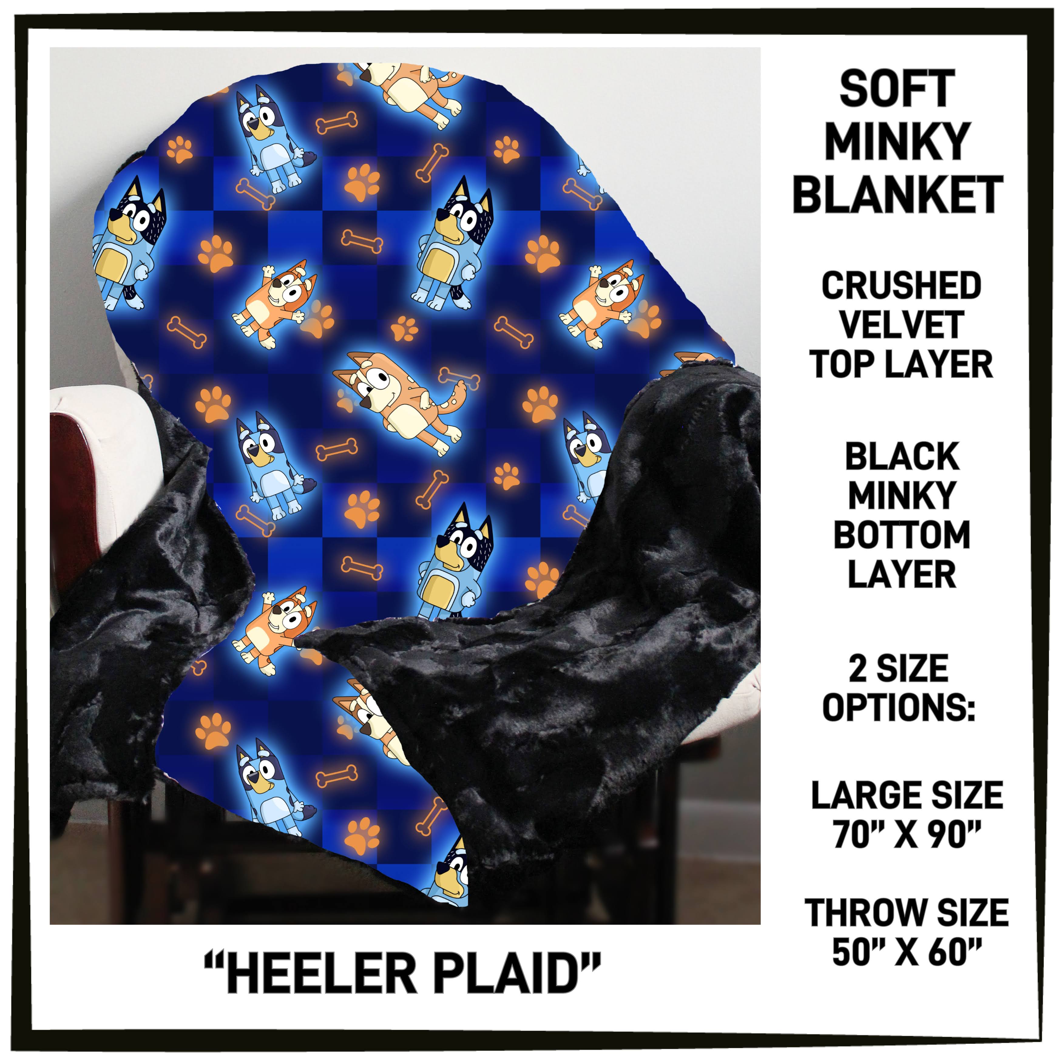 MK7B - Heeler Plaid Minky Blanket - Preorder ETA: Late Dec