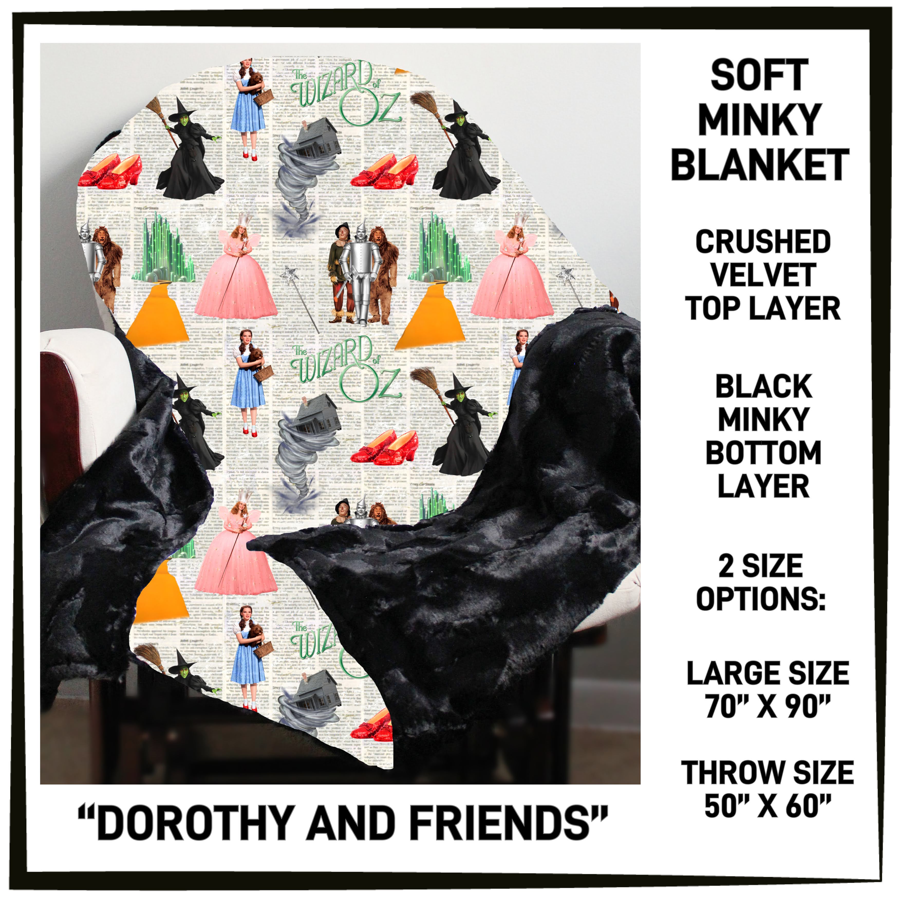 MK7B - Dorothy and Friends Minky Blanket - Preorder ETA: Late Dec