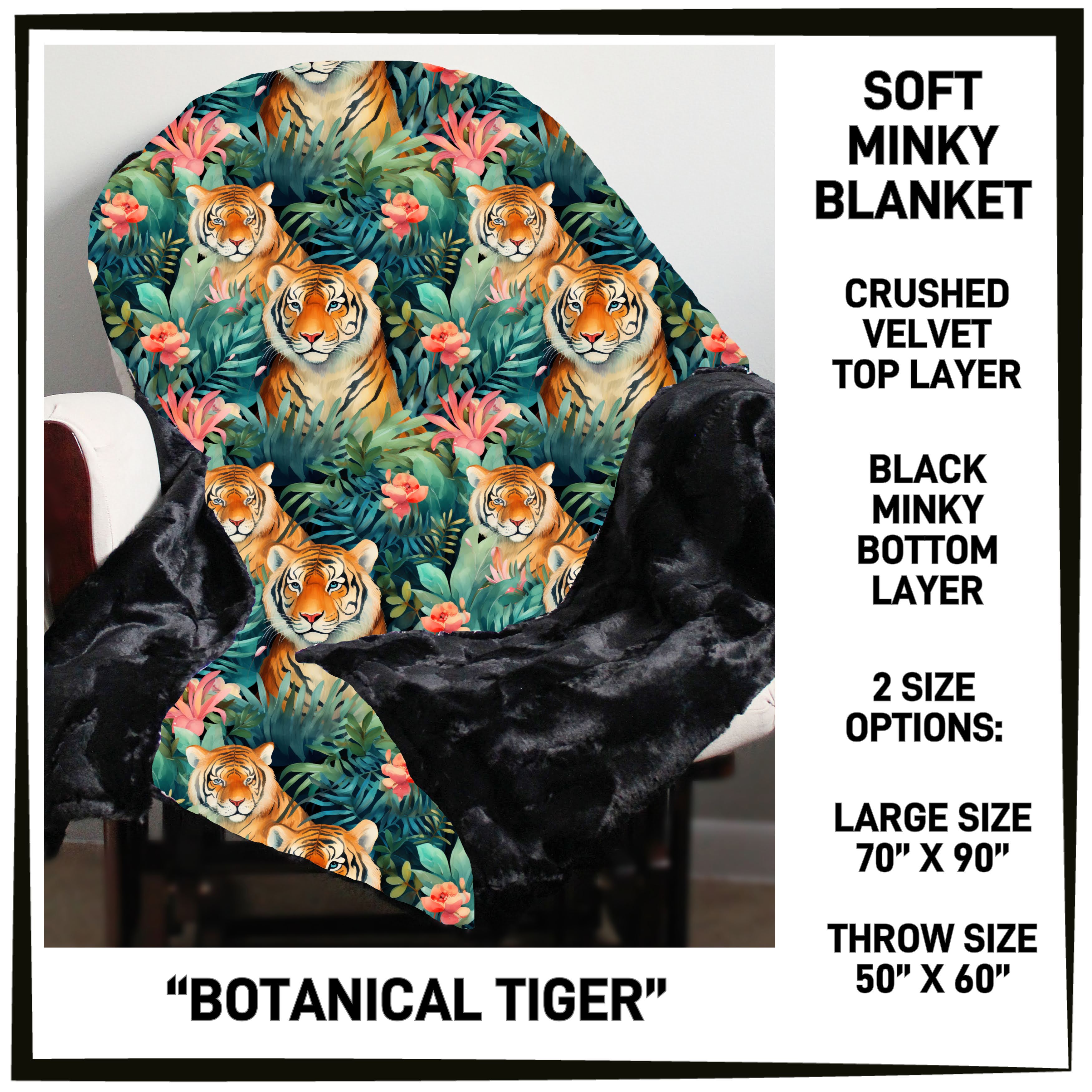 MK7B - Botanical Tiger Minky Blanket - Preorder ETA: Late Dec