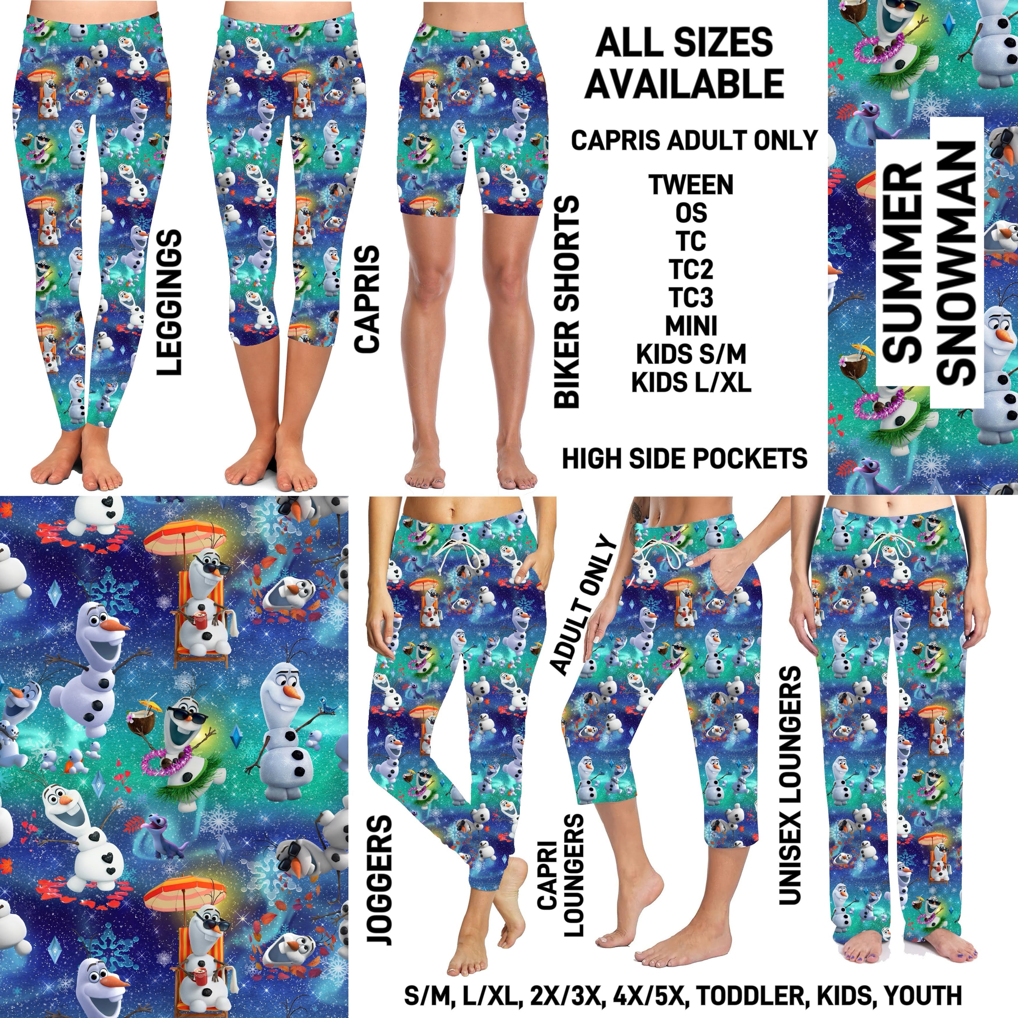 236BT - Summer Snowman Unisex Full Joggers/Unisex Capri/Full Loungers - Preorder ETA: Mid-Dec