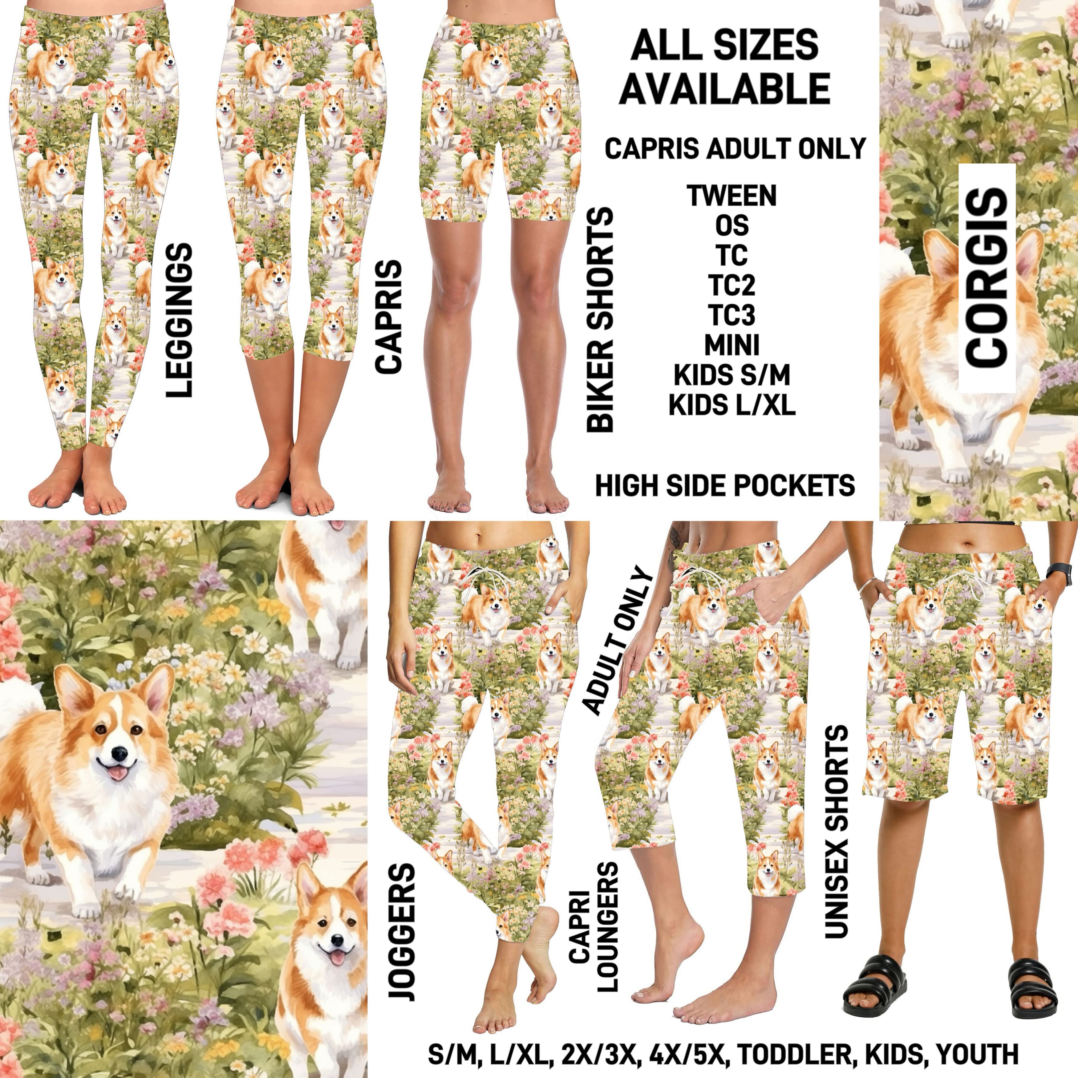 P1BR - Corgis Full Joggers/Capri Loungers/Unisex Shorts - Preorder ETA: Mid May