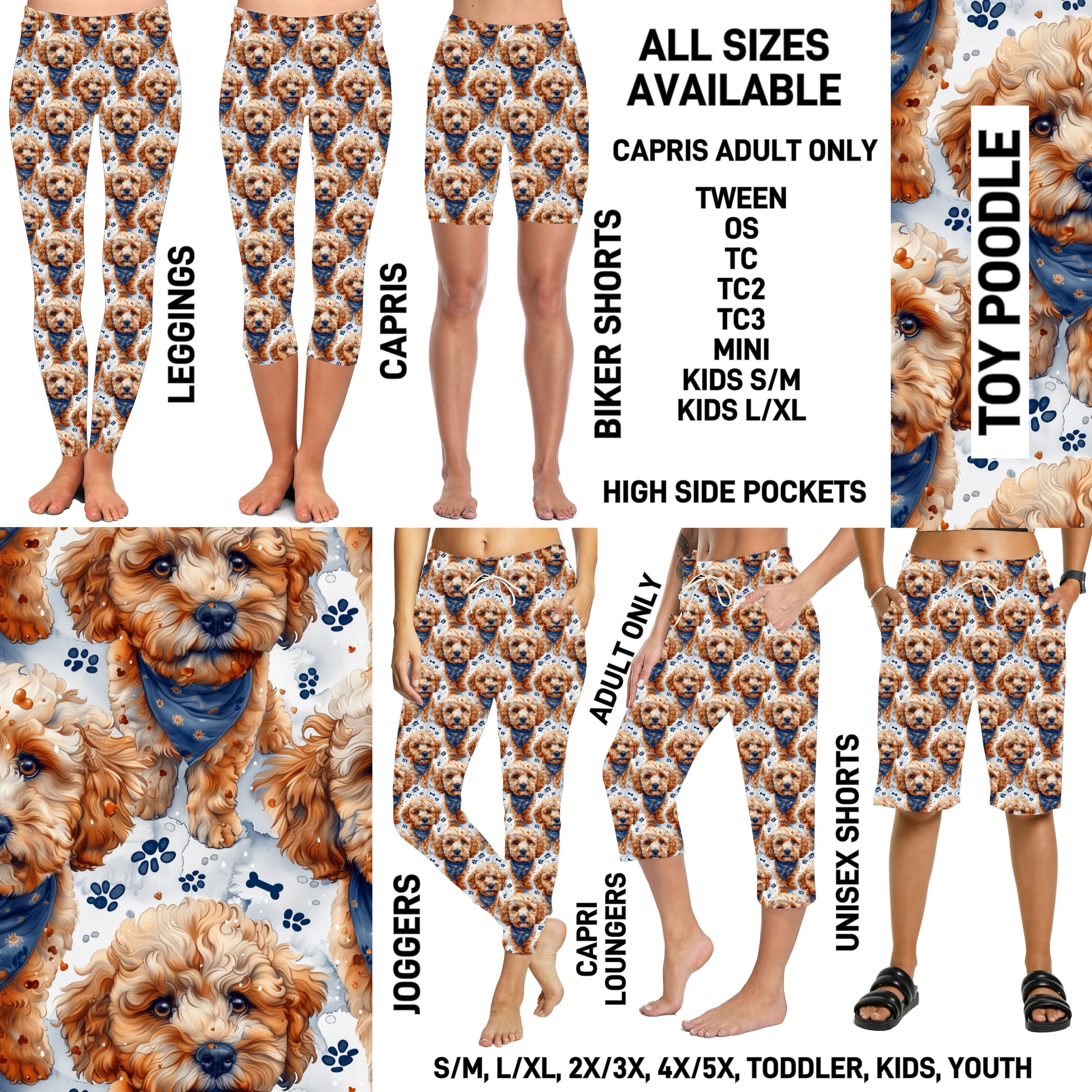 P1BR - Toy Poodles Full Joggers/Capri Loungers/Unisex Shorts - Preorder ETA: Mid May