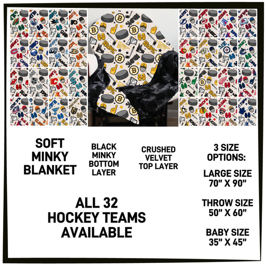 HB7H - Hockey Teams Minky Blanket - Preorder Closing 8/9 ETA: Early Oct