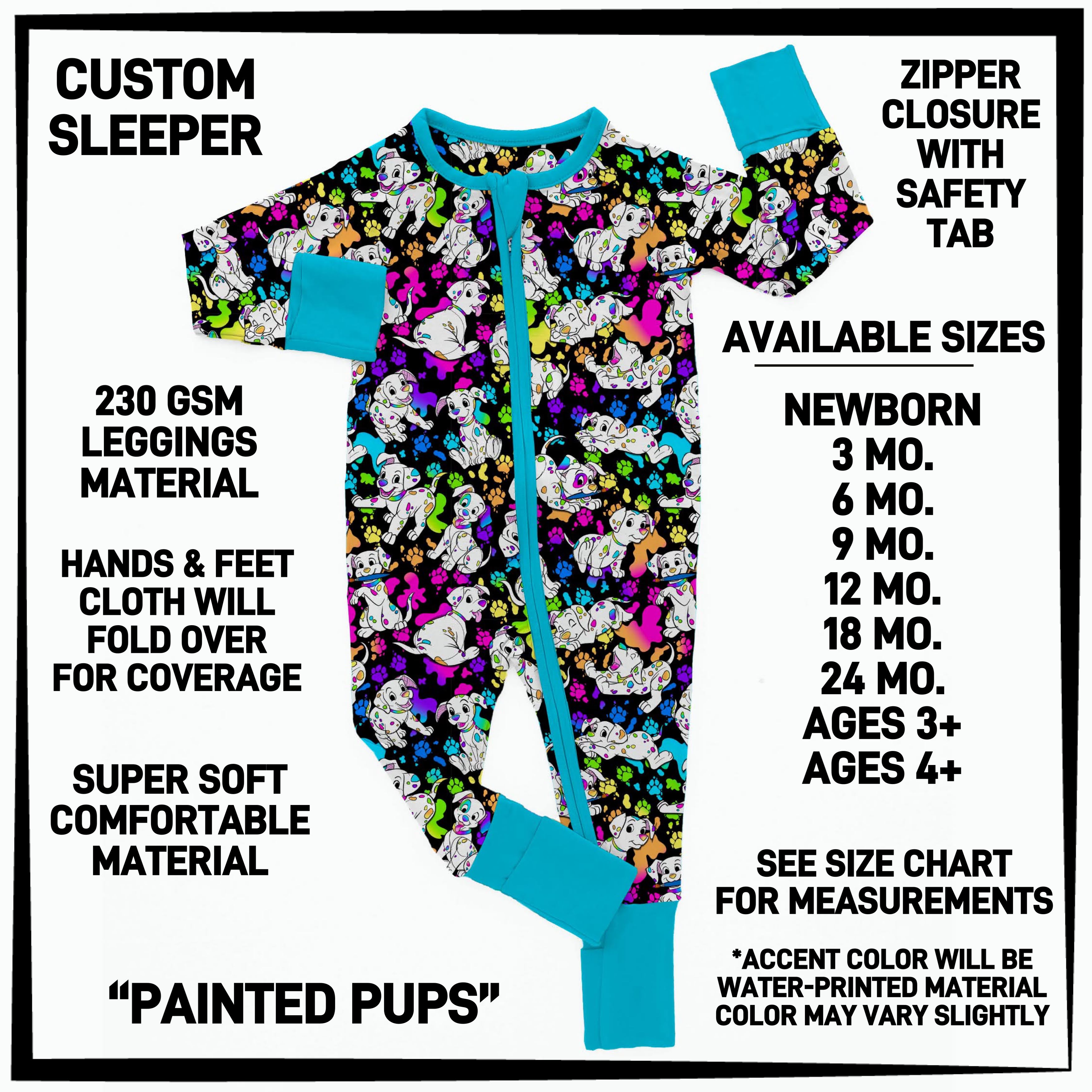 B3SP - Painted Pups Baby Sleeper - Preorder ETA: Late May