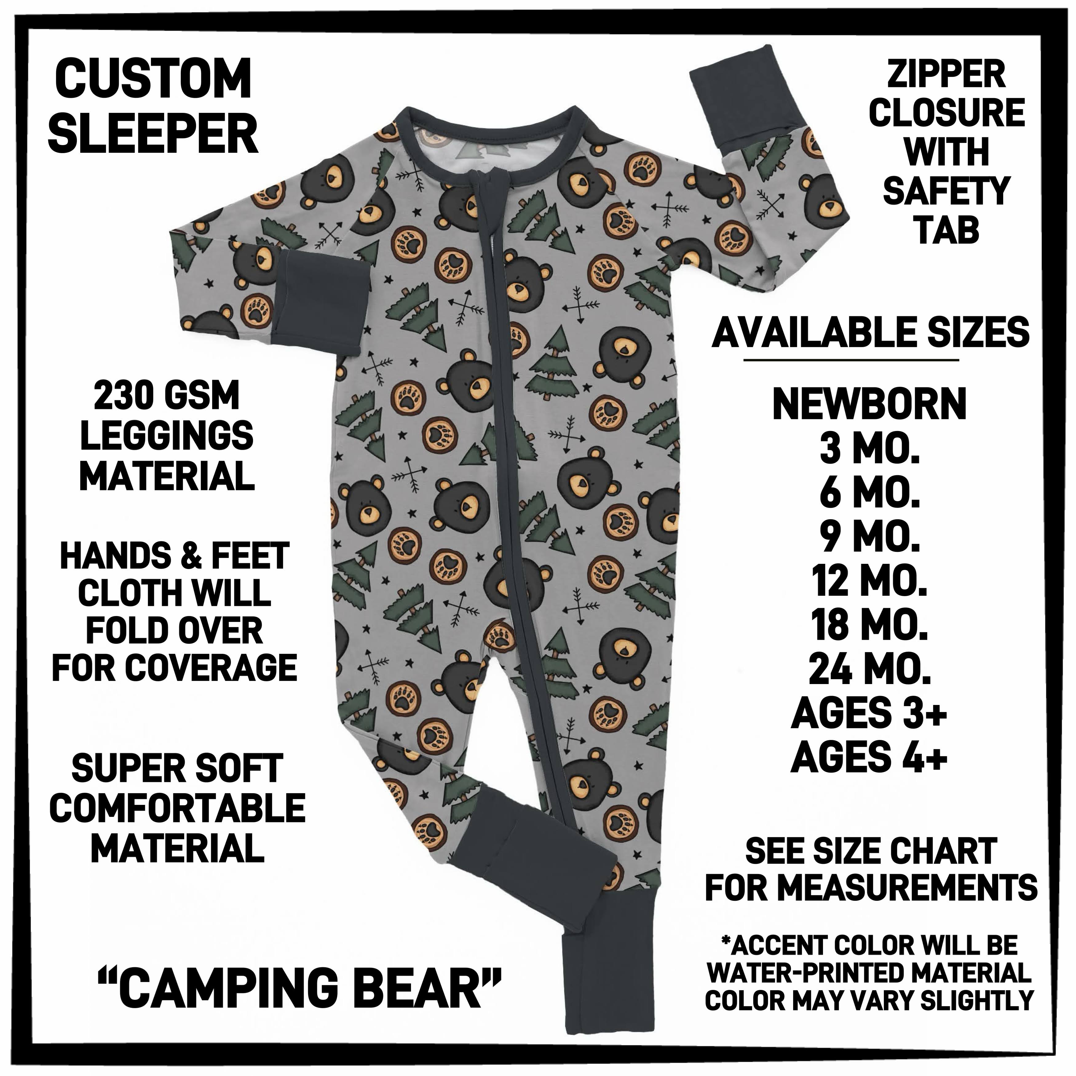 B3SP - Camping Bear Baby Sleeper - Preorder ETA: Late May