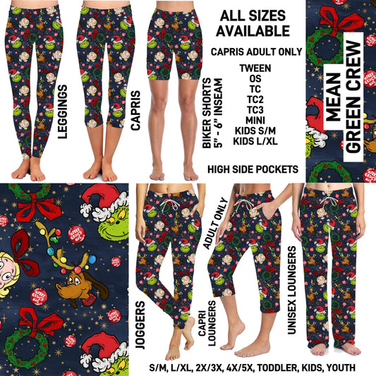 RTS - Mean Green Crew Leggings with High Side Pockets