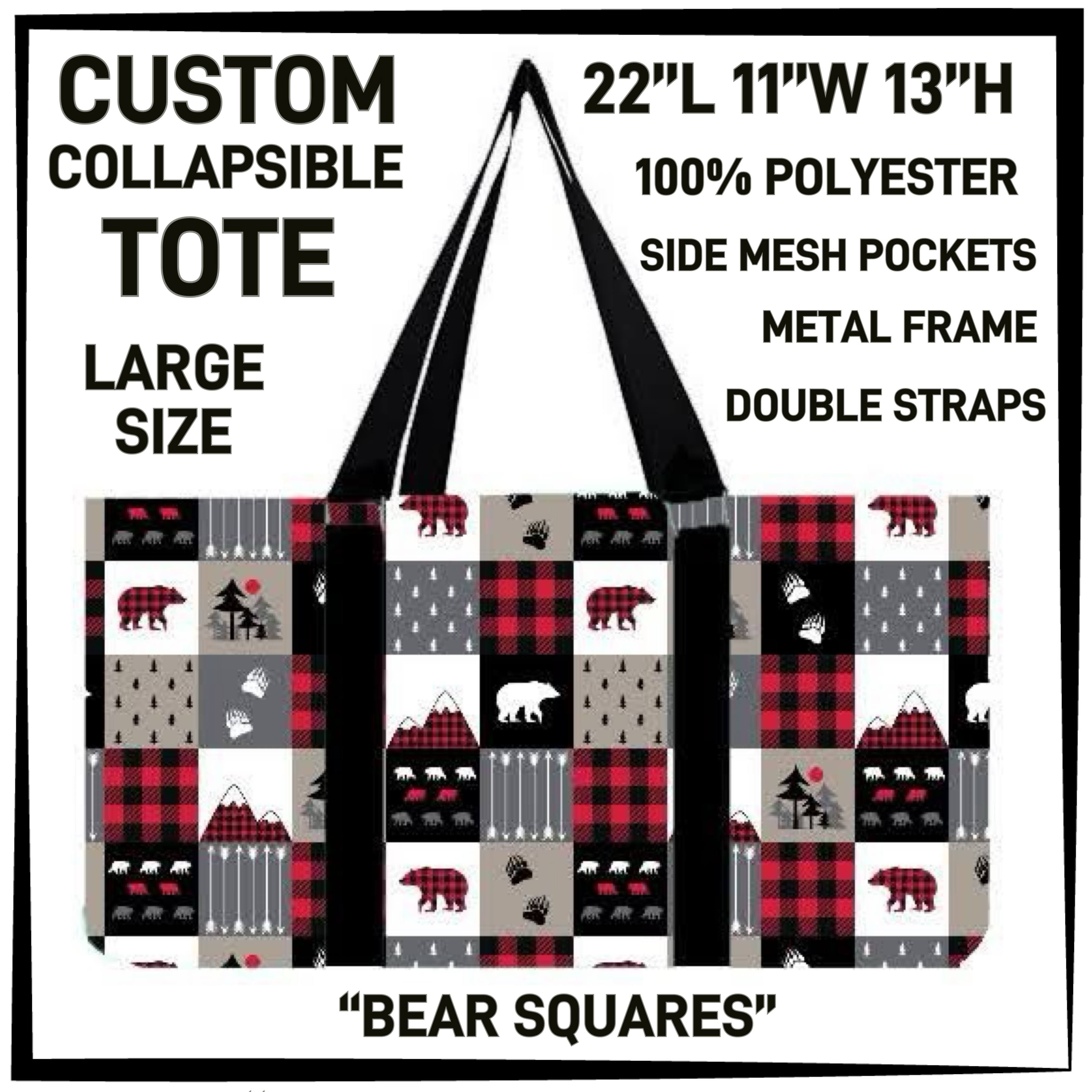 CP2T - Bear Squares Collapsible Tote - Preorder ETA: Late May