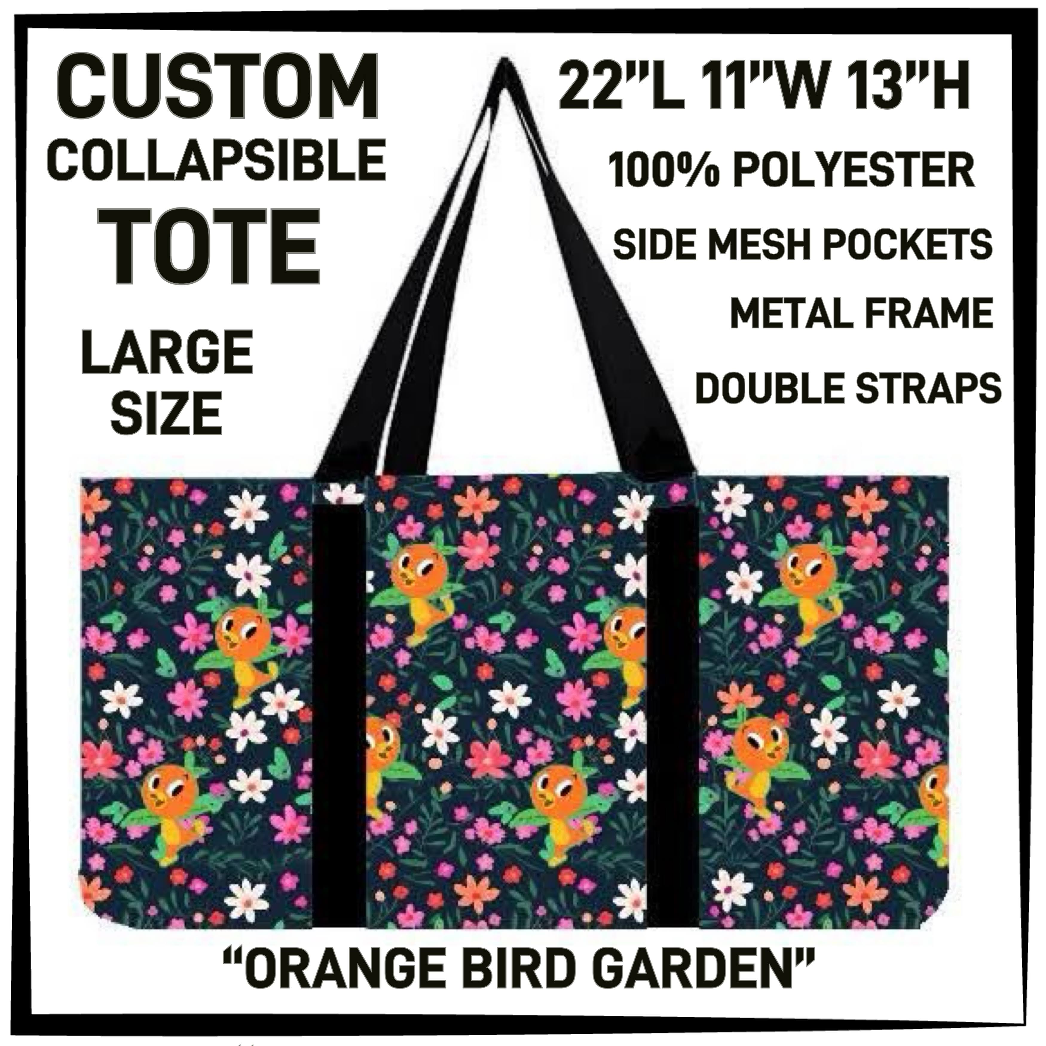 CP2T - Orange Bird Garden Collapsible Tote - Preorder ETA: Late May