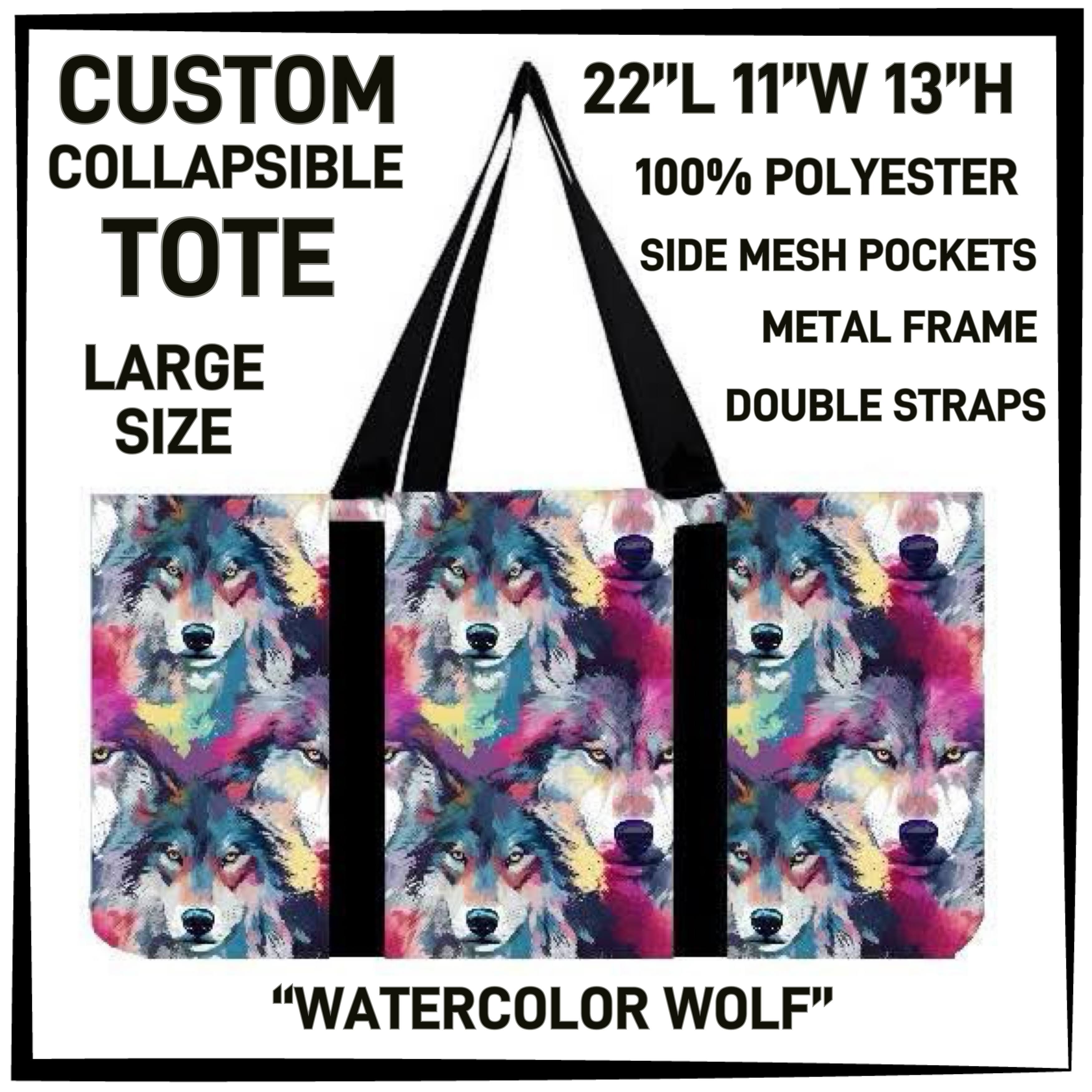 CP2T - Watercolor Wolf Collapsible Tote - Preorder ETA: Late May