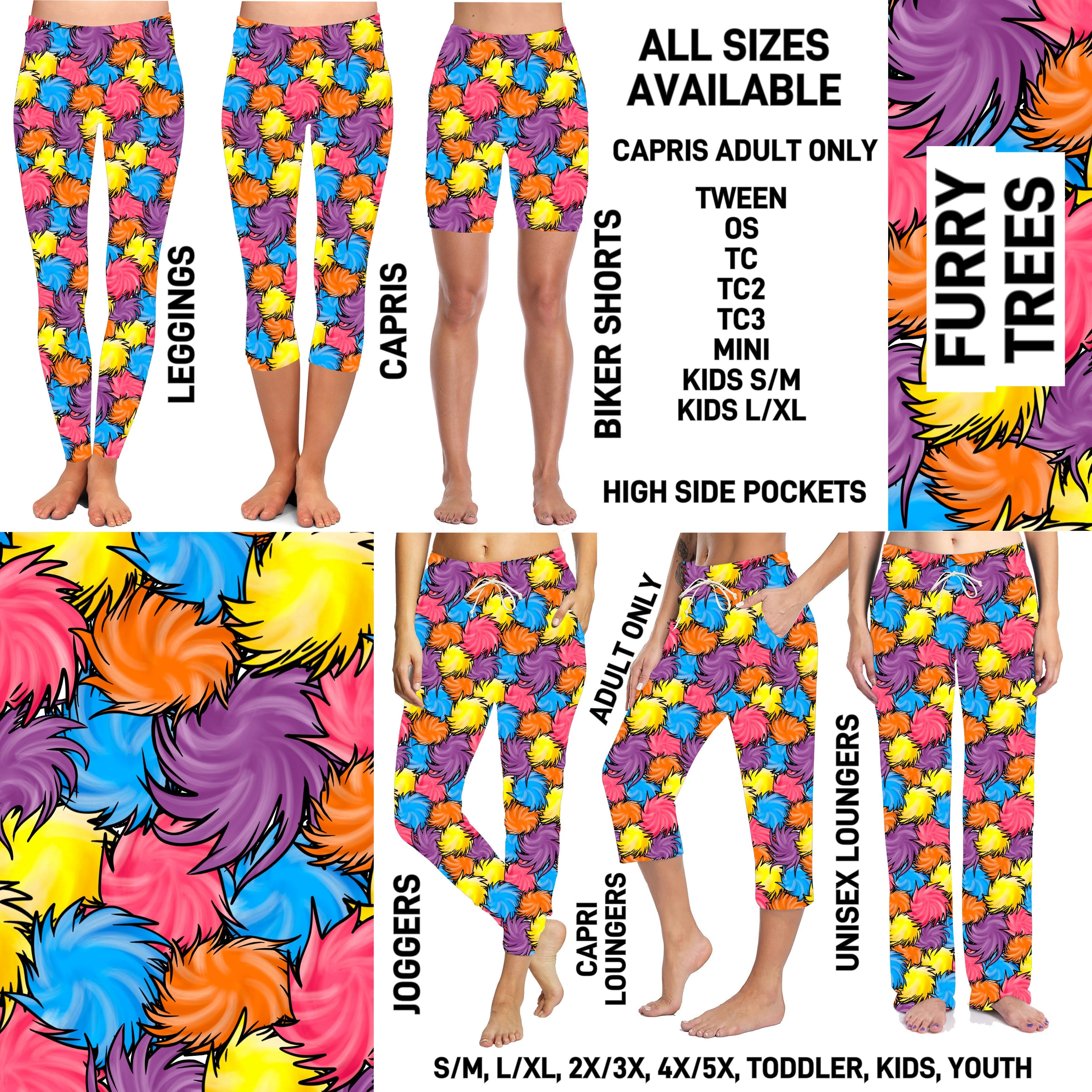 DR2S - Furry Trees Unisex Full Joggers/Unisex Capri/Full Loungers - Preorder ETA: Mid-Jan