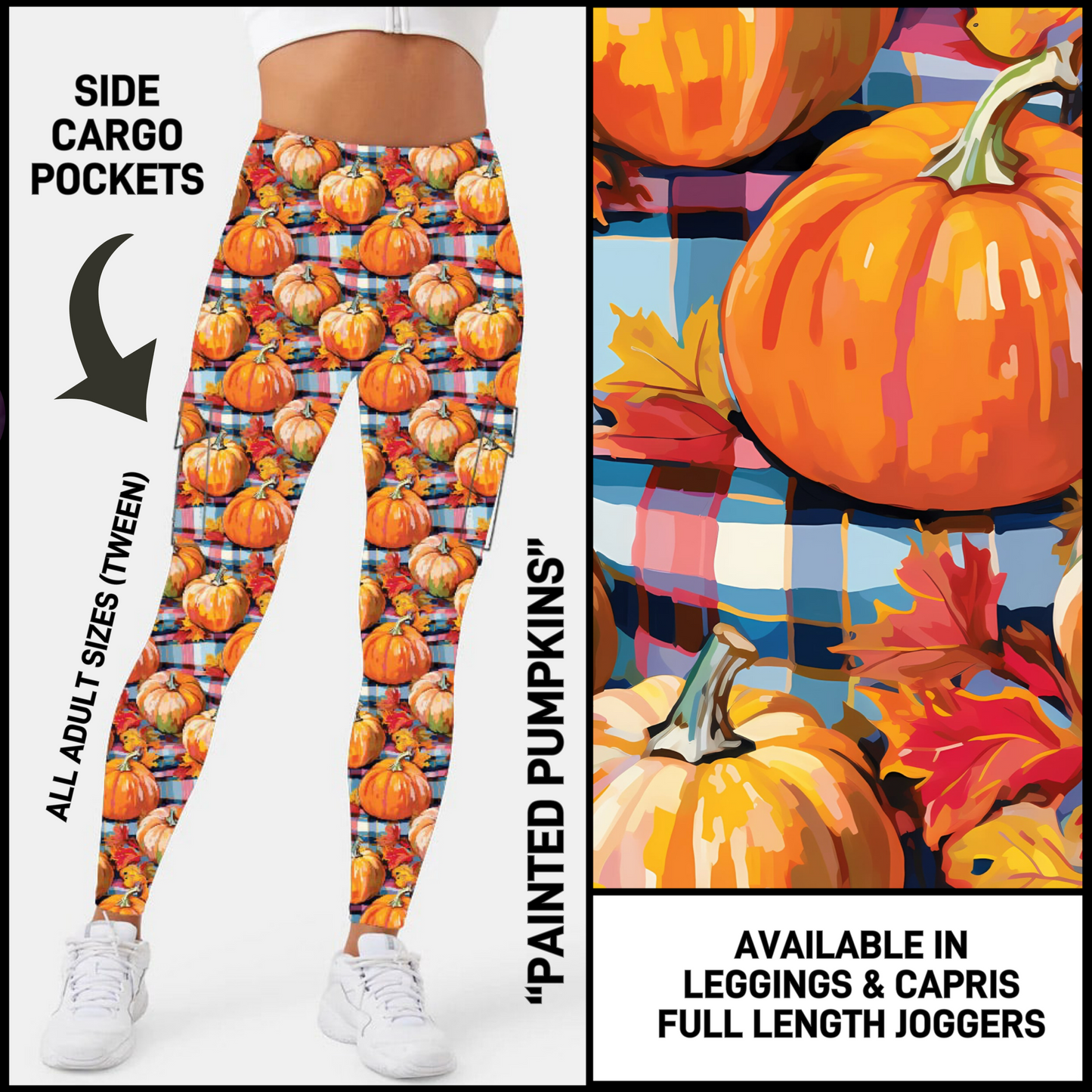 CR2G - Painted Pumpkins Capris/Leggings/Unisex Joggers with Cargo Pockets - Preorder Closing 8/23 ETA: Mid-Oct