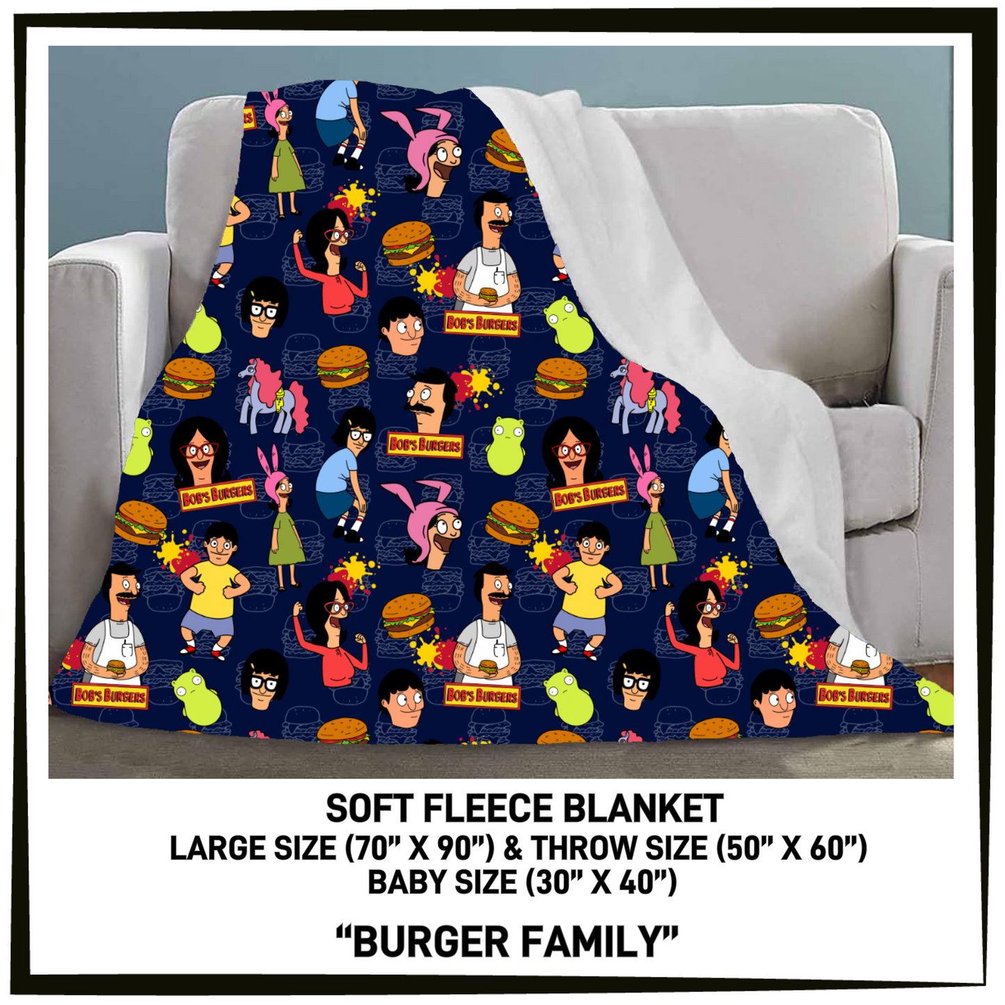 FC7B - Burger Family Fleece Blanket - Preorder Closing 8/26 ETA: Late Oct